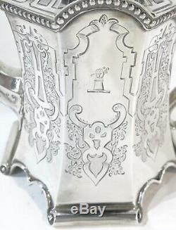 Gothic Revival Antique English Sterling Silver Tea Set. 1852. STUNNING