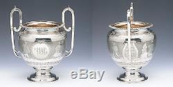 Greco-Roman Style English Sterling Tea Set with Tray by Martin, Hall & Co. Ca 1874
