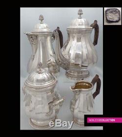 HEAVY ANTIQUE 1900s FRENCH STERLING SILVER TEA & COFFEE SET 4pc 2829 grams