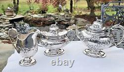 HISTORIC c1848 J. C. MOORE PRE-TIFFANY COIN SILVER FIGURAL WHIPPET TOPPED TEA SET