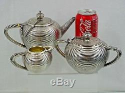 Imperial Antique Russian 84 Silver Tea Set St. Petersburg 1875 Unusual Design