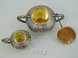 Imperial Antique Russian 84 Silver Tea Set St. Petersburg 1875 Unusual Design