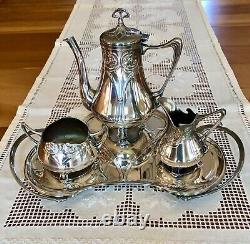 Important WMF Art Nouveau Silver Tea Set Four Pieces c1900