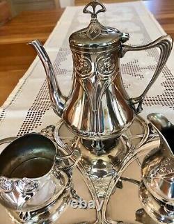 Important WMF Art Nouveau Silver Tea Set Four Pieces c1900