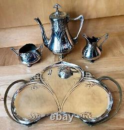 Important WMF Art Nouveau Silver Tea Set Four Pieces c1900