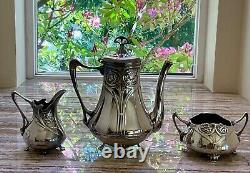 Important WMF Art Nouveau Silver Tea Set Four Pieces c1900