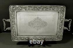 Indian Sterling Tea Set Tray c1910 SIGNED HAND CRAFTED