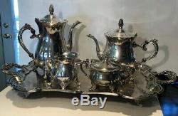 International Silver Plated 5 Piece Tea/Coffee Set withBlack Accents BEAUTIFUL
