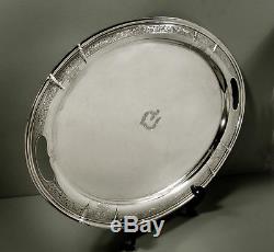 International Sterling Tea Set Tray c1940 HAND DECORATED 80 OZ