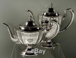 International Sterling Tea Set c1940 HAND DECORATED 75 OUNCES