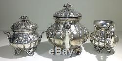 Italian 800 Standard Silver Three Piece Tea Set Service Early 20th century