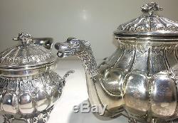 Italian 800 Standard Silver Three Piece Tea Set Service Early 20th century