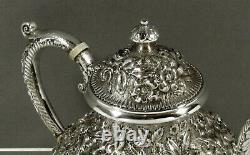 Jacobi & Jenkins Sterling Tea Set c1895 HAND DECORATED