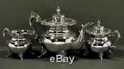 Japanese Sterling Tea Set SHELL & SCROLL SIGNED WEIGHS 52 OZ
