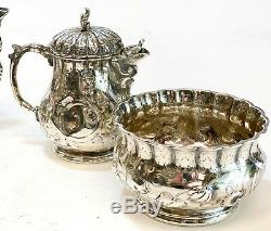 Jones, Ball, and Poor Boston Coin Silver 4 Piece Tea Service Set, circa 1850