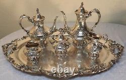 King Francis Tea Set Huge Tray + 5 Pc Reed & Barton Silverplate