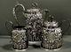 Kirk Silver Tea Set C1880 Hand Decorated 916. Pure