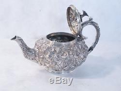 Kirk & Sons Sterling Repousse Tea & Coffee Set 6 Pieces And Tray