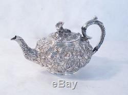 Kirk & Sons Sterling Repousse Tea & Coffee Set 6 Pieces And Tray