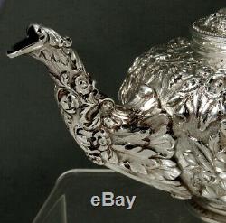 Kirk Sterling Silver Tea Set c1905 Hand Decorated