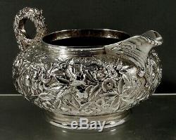 Kirk Sterling Silver Tea Set c1905 Hand Decorated