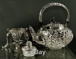 Kirk Sterling Tea Set Kettle & Stand c1905 Hand Decorated