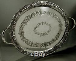 Kirk Sterling Tea Set Tray c1930 Hand Decorated No Mono