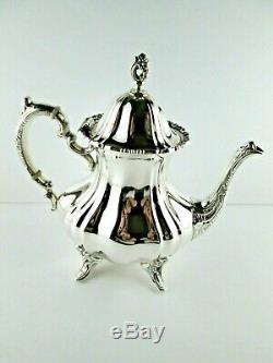LANCASTER ROSE by Poole Sterling Silver 5 PC Coffee Tea Set + Tray