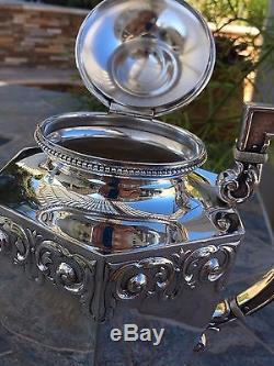 LARGE ORNATE GERMAN MUSEUM QUALITY 5 PC STERLING TEA / COFFEE SET With TRAY