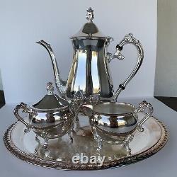 LEONARD Silver Plated Tea Coffee Tray Set 4 Piece EUC Antique Sheffield Oneida