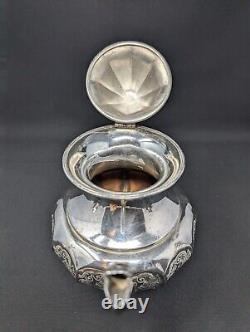 LOVELY CINQUEFOIL! 4pc Repousse Tea Set EUREKA Silverplate FLORAL Etching Teapot