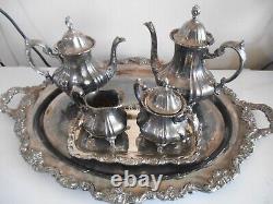 Lancaster Rose Coffee & Tea Set by Poole Silver Co. E. P. C. A. 400 Silverplate