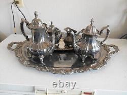 Lancaster Rose Coffee & Tea Set by Poole Silver Co. E. P. C. A. 400 Silverplate