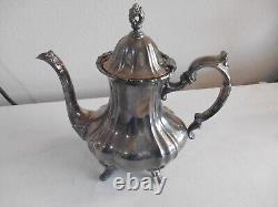 Lancaster Rose Coffee & Tea Set by Poole Silver Co. E. P. C. A. 400 Silverplate