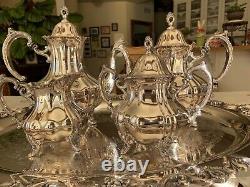 Lancaster Rose by Poole Silver Co Silverplate Coffee Tea Serving 5 Piece Set