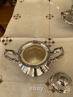 Lancaster Rose by Poole Silver Co Silverplate Coffee Tea Serving 5 Piece Set