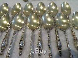Late 19th c french 800 gilded silver tea set 13p rococo st russian handles