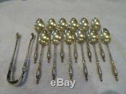 Late 19th c french 800 gilded silver tea set 13p rococo st russian handles