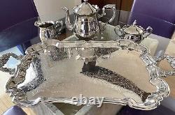 Leonard Vintage Silver Plate Footed 5-Piece Tea Set Pot