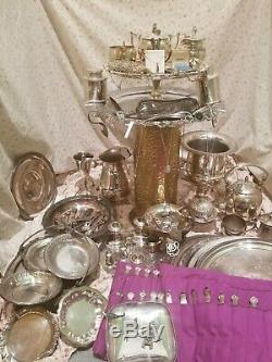 Lot sterling&plated tea sets jewelry bullion&more withscrap! Brass stand not part