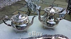 Lovely Antique Victorian Community Ascot Silverplate Tea / Coffee Serving Set