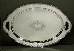 Lunt Sterling Tea Set Tray c1930 TREASURE HAND DECORATED 113 OZ