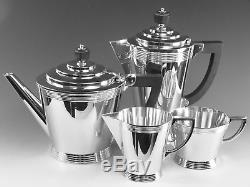MAPPIN & WEBB Silver Plate KEITH MURRAY Art Deco 4 Piece Tea Set
