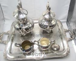 MINT Vintage Birmingham Silver Co. Silver Plated on Copper 5 PC Tea Set BSC