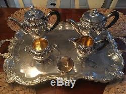 MUSEUM QUALITY 5 PC HEAVY ca. 1936 MILAN STERLING FRENCH STYLE COFFEE / TEA SET