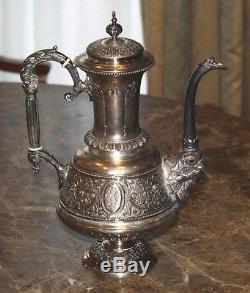 Magnificent 19c French 5p 950 Sterling Silver Tea Set, Tray (290 Oz.)