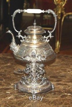 Magnificent 19c French 5p 950 Sterling Silver Tea Set, Tray (290 Oz.)