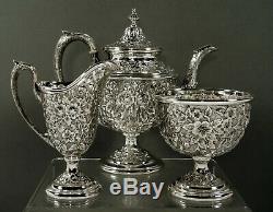 Manchsester Sterling Tea Set c1920 Hand Chased No Mono