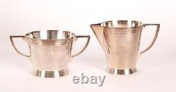 Mappin and Webb Keith Murray Art Deco Silver Plated Teaset on Tray Modernist