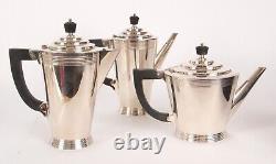 Mappin and Webb Keith Murray Art Deco Silver Plated Teaset on Tray Modernist